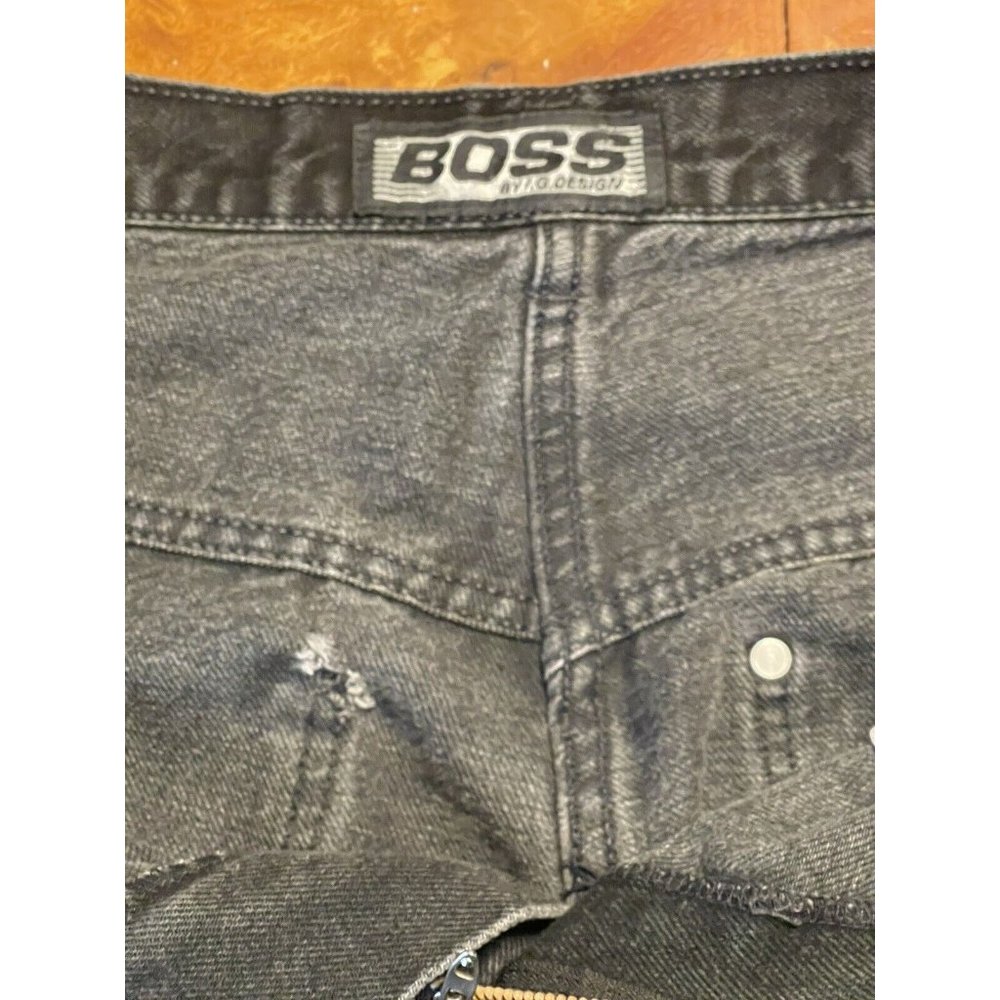 VTG HUGO BOSS by IG Design 90s Baggy Hip Hop Skater Denim Jeans Mens 33x28 Black - Picture 5 of 11